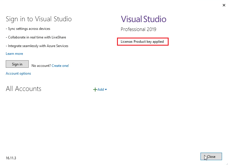 activate Visual Studio 2019 Pro