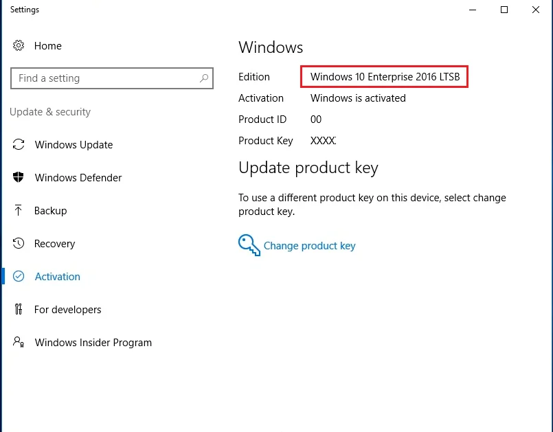 Windows 10 Enterprise LTSB 2016 Product Key